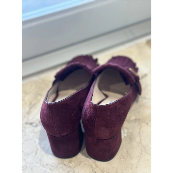 Prada Women's Burgundy Suede Loafers - Picture 3 of 8